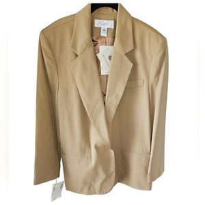 Career Essentials JCPenney Wool Blazer Size 14 NWT Beige Tailored Career Jacket